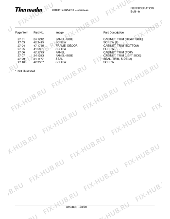 Схема №9 KBUDT4260A 42" SXS REFRIG (SS) PRO HDL с изображением Вставка для электропосудомоечной машины Bosch 00491983